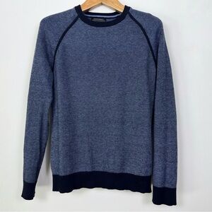 Banana Republic Men Heathered Navy Cotton Cashmere‎ Crewneck Sweater Size Large